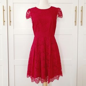Forever 21 Berry Red Eyelash Lace Dress